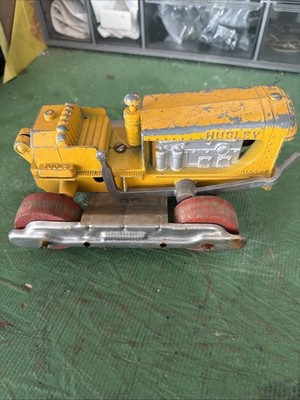 Vintage Hubley Yellow  Wooden Wheel Bulldozer Die Cast Farm Machine