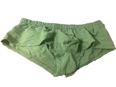 Seobean Mens Boxer Underwear Stretch Green Check Casual Home wear Shorts XL NWOT