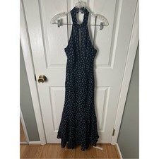 Reformation Noele Maxi Dress in Navy Cosmic Dot 6