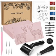 Linolschnitt Set Lino-Schneid und Druckset f&uuml;r Linoleum Blockdruck Linoldruck