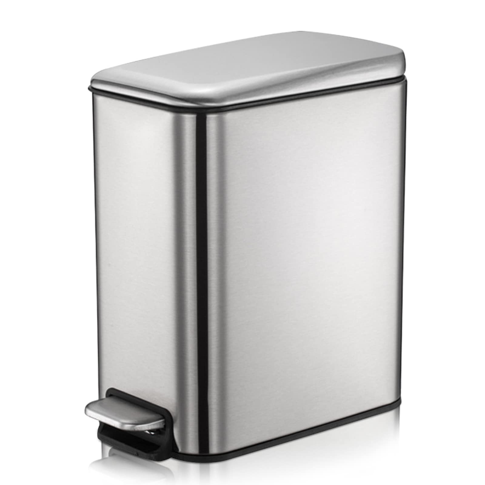 1.3 Gallon Stainless Steel Pedal Bathroom Bin with Slow-Close Lid