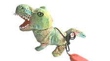 Remote Control Dinosaur Plush Toy Green Sequin T-Rex Electronic Kids Walking