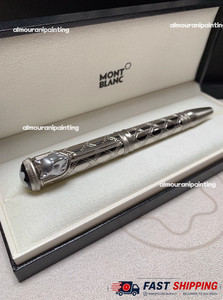 Montblanc Rudyard Kipling Wolf Head Limited Edition Silver Rollerball Full Set V