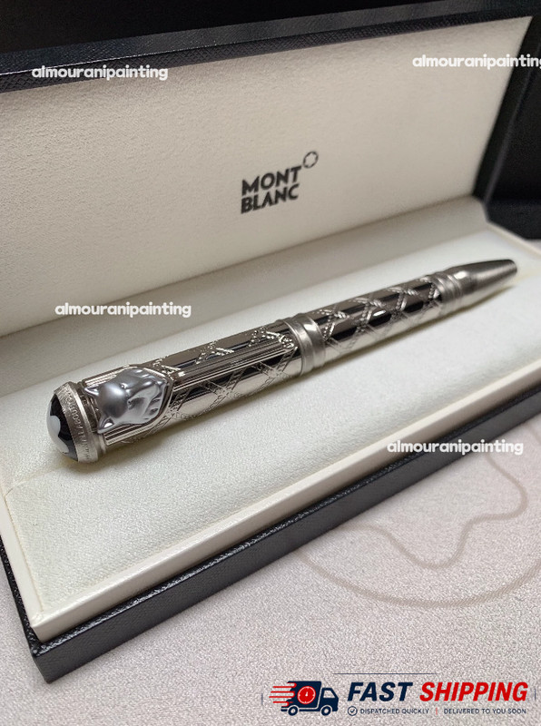 Montblanc Rudyard Kipling Wolf Head Limited Edition Silver Rollerball Full Set V