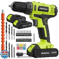 PULITUO'S 20V Cordless Drill/Driver, Electric Screwdriver - 2 Bat