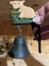 Vintage Cast Iron Wall Mounted Pig Bell. Bell Ringer Made In USA