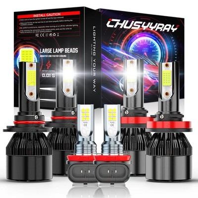 9005 H11 H11 LED Headlight+Fog Light Super Bright Bulbs Kit 8000K White Hi Low