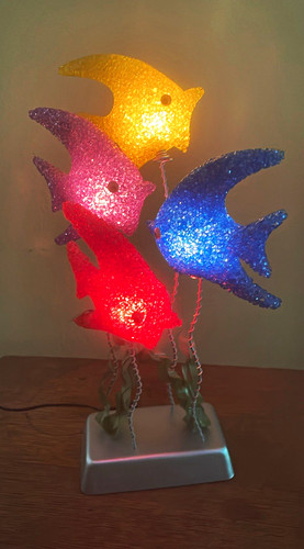 Vintage popcorn plastic Multicolor fish Night Light lamp