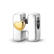 MULA Original Letter H Love Heart Charm Fit Women Bracelet 925 Sterling Silver