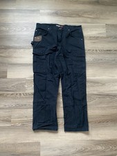 WRANGLER Riggs Workwear Pants Mens 38x32 Black Cargo Double Knee Ripstop Canvas