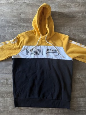 G-Star Raw Men s Size Large Hooded Hoodie Pullover Sweatshirt Yellow / Black