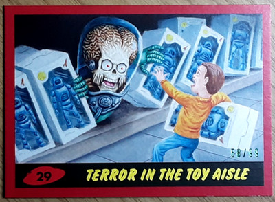 2017 Mars Attack's The Revenge Red Card 29 TERROR IN THE TOY AISLE.
