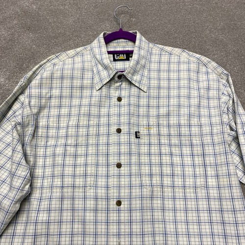 Caterpillar CAT Men's Shirt Size XL Blue Check Long Sleeve Relaxed Fit Cotton - Picture 2 of 17