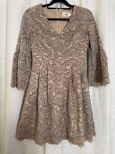 ELIZA J WOMEN'S 4, GRAY LACE FANCY COCKTAIL WEDDING DRESS