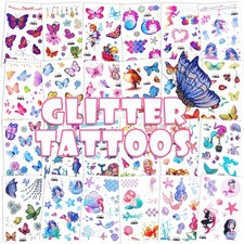 24 Sheets Glitter Temporary Tattoos Stickers for Kids Birthday Party Favors