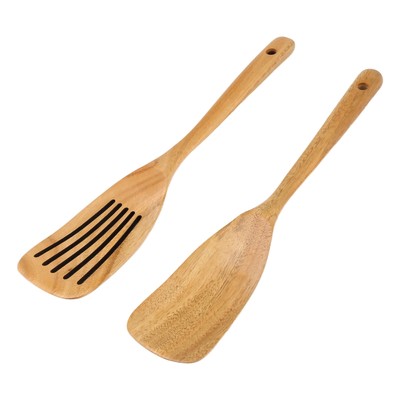 Küchen-Kochutensilien aus Holz, 2 Stück Holzlöffel und Spatel zum Kochen4333