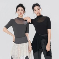 Women Stand Collar Ballet Leotards Adult Half-sleeve Gymnastics Leotards Dance