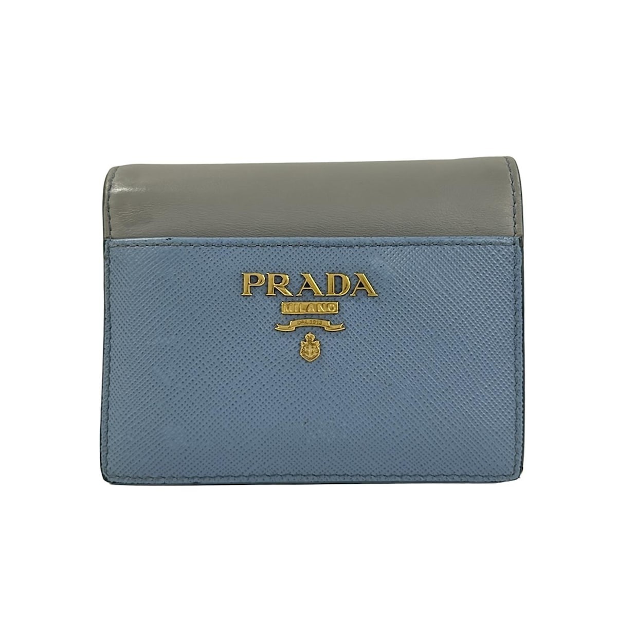 Prada Bifold Wallet Light Blue Gray Leather