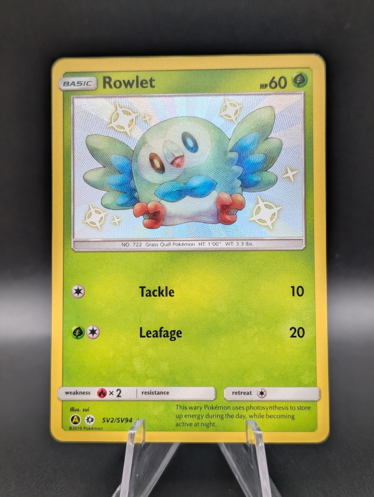 Rowlet SV2/SV94 Hidden Fates: Shiny Vault Holo