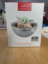 Hallmark Grogu In Hovering Pram Magic Motion Sound Ornament Star