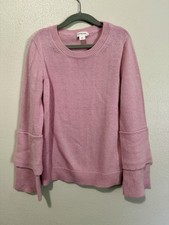Crewcuts Girls Size 8 Pink Sweater W/ Bell Layered Sleeves Soft Warm Wool Blend