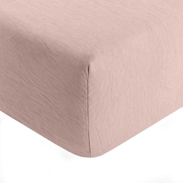 Drap housse 160x200 cm en microfibre lavée rose pour grand lit double