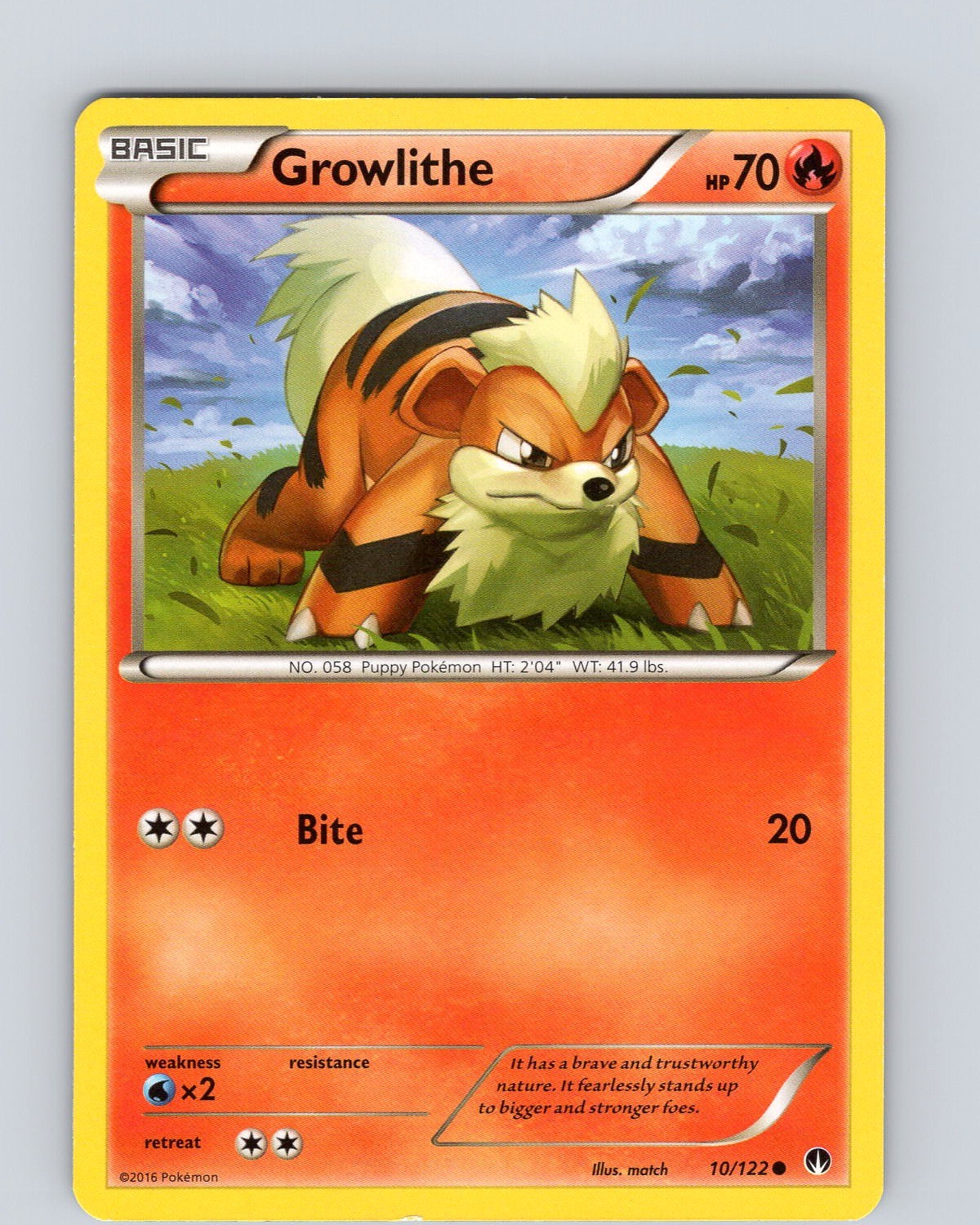 Pokemon TCG Growlithe XY BREAKpoint 10/122 Regular Common Card Played LP