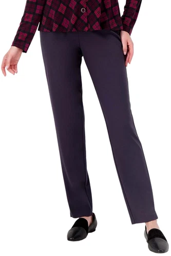 Pantalon femme Susan Graver Everyday Supreme tricot jambes fines à enfiler gris