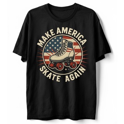 Make America Skate Again T-Shirt, Roller Skating USA Flag Patriotic Retro Tee