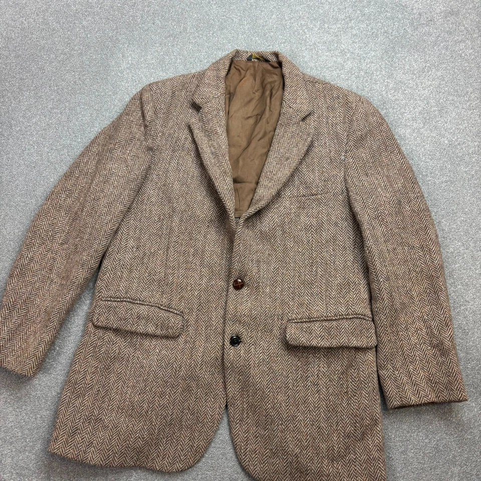 Harris Tweed Jacket Adult 42R Brown Country Hunting Outdoors Weave Blazer Mens* - Image 2 of 4