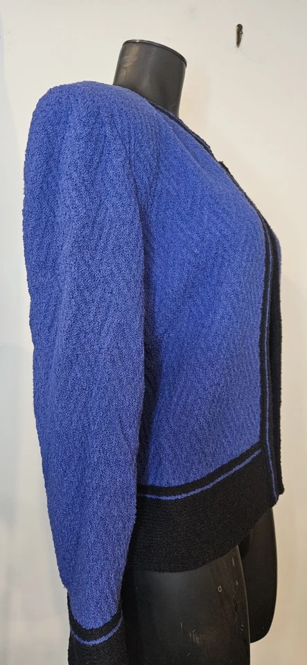 Blazer abierto de mezcla de lana Castleberry talla 14 azul negro Foto 3 de 4