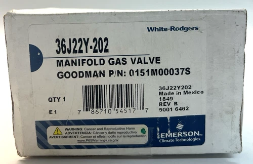 White Rodgers Manifold Gas Valve 36J22Y-202 Goodman 0151M000375 Heating
