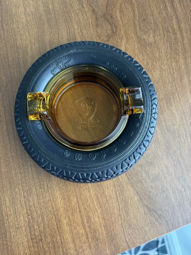 Vintage Advertising Firestone Tire Yellow Ashtray
