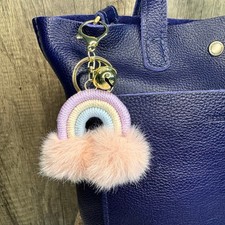 Macrame Rainbow Purse Charm Macrame Keychain NeW FAST SHIP Bag Flair