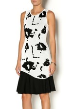 Sachin & Babi Two Toned Abstract Electra Dress Sleeveless Size XS Black White