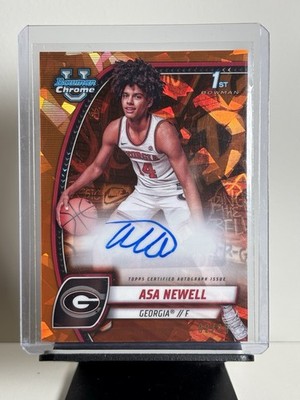2024-25 Asa Newell Bowman Sapphire Orange Auto 02/25 #8 (Bowman 1st) - ATL Hawks