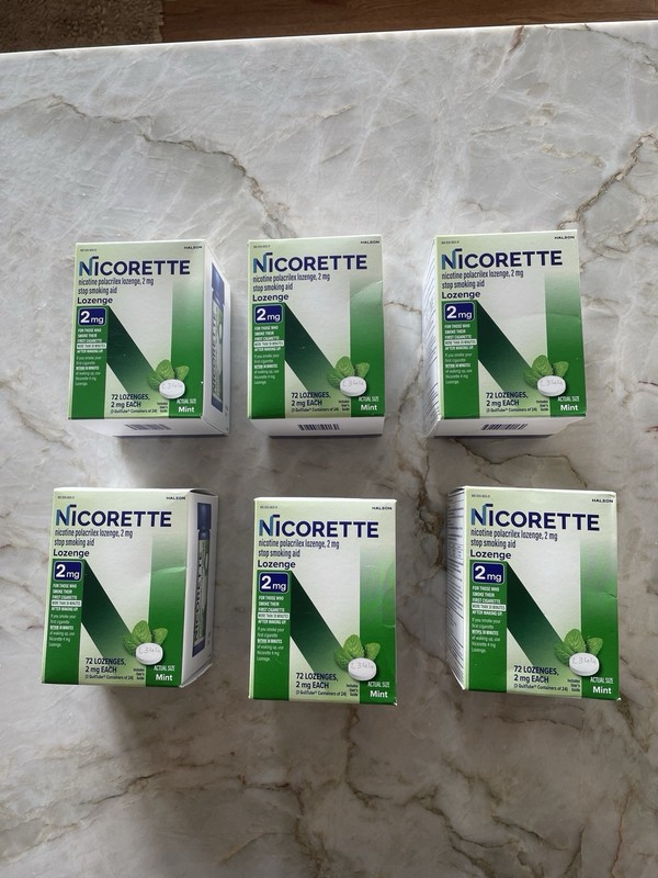 Nicorette Nicotine Polacrilex 2mg Mint Lozenge Sugar-Free 72 Anti Smoking