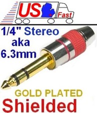 1/4"Stereo Male Plug Audio/Microphone/Mic/PA Cable/Cord End/Terminator 6.35mm gR