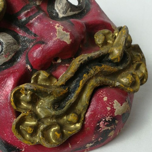 Japanese Handmade paper clay Noh mask kyougen kagura Hannya demon Oni - Picture 6 of 10