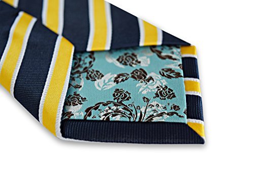TigerTie Cravatta Designer In Seta - Strisce Giallo Traffico E Nero, Taglio Classico 150x8 Cm, Accessorio Moda Uomo - 2