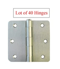 40 Satin Nickel 3.5"X3.5" w 1/4" Radius Door Hinges brushed nickel free shipping