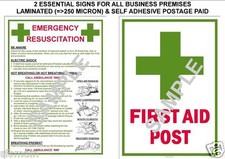 FIRST AID RESUSCITATION A4 POSTERS HEALTH SAFETY WORKPLACE OFFICE SHOP FACTORY 