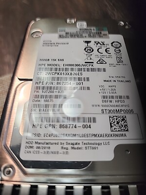 HPE 300GB 12G 15K 2.5'' SAS SC DS HDD 867254-001 | 1UT200-035 | EH000300JWCPK