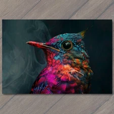 Art Print Bird Colorful  Happy Retro Pop Art Splash Colors Fun Cute Vibrant