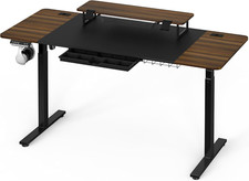 62-Inch Electric Height Adjustable Standing Desk with Monitor Riser and Drawer,