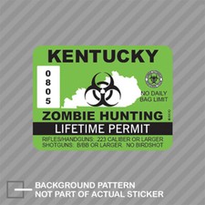 Kentucky Zombie Hunting Permit Sticker Decal Vinyl Outbreak Response Team