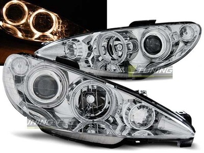 Faros delanteros for Peugeot 206 2002 Angel Eyes Chrome RHD/LHD Envío gratis LP