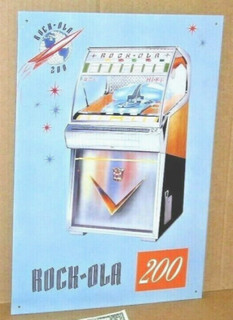 ROCKOLA 200 HI FI JUKEBOX Drive In Restaurant Music OLD SIGN .. Dated 1993