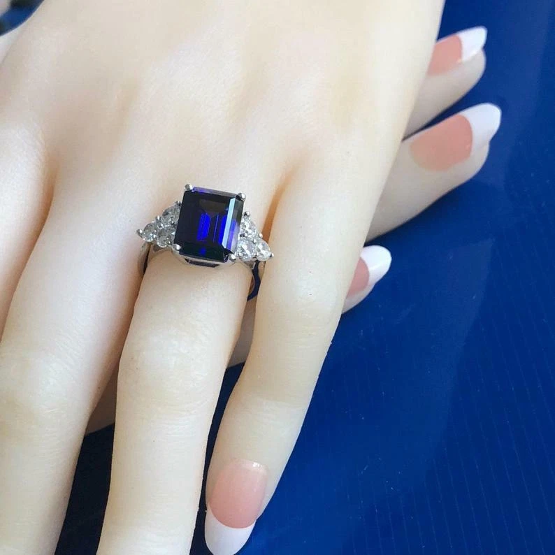 Natural 6.00 Carat 925 Sterling Silver Handmade Tanzanite Ring - Image 3 of 4