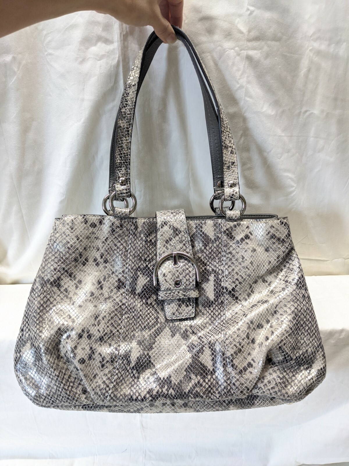 EUC Coach Python Embossed Leather Carryall Tote G… - image 9